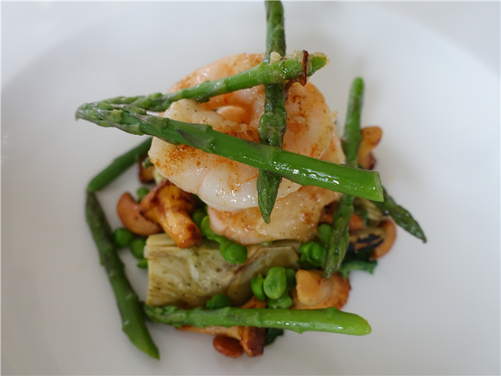 Brittany prawns and French vegetables